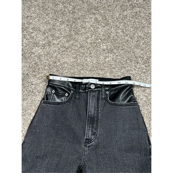 Abercrombie & Fitch Mixed Fabric Ankle Straight Ultra High Rise Black Jean 24/00 - Picture 6 of 9